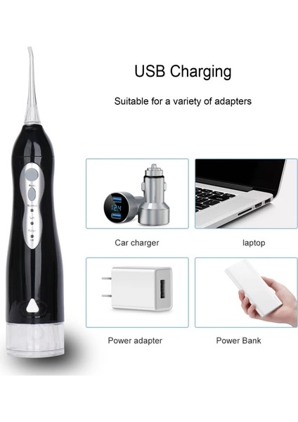 Beyaz Stil Oral Irrigator USB Taşınabilir Diş Diş Duşu Ipx7 Su Geçirmez Diş Su Jeti Diş Temizleyici + 5 Meme Diş Beyazlatma (Yurt Dışından)