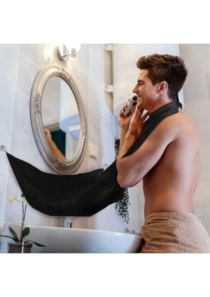 Siyah Stil Erkek Sakal Önlüğü Temiz Saç Tıraş Önlüğü Yüz Bakımı Yetişkin Önlükler Tıraş Makinesi Tutucu Banyo Organizatör Temizleme Kuaför Adam Için Hediye (Yurt Dışından) modelleri