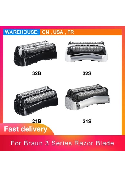 21B Tarzı Tıraş Bıçağı Seti Yedek Tıraş Makinesi Kafa Abs ve Paslanmaz Çelik Parça Kesici Aksesuarları Braun Razor 32B B 3 Serisi (Yurt Dışından) indirimleri