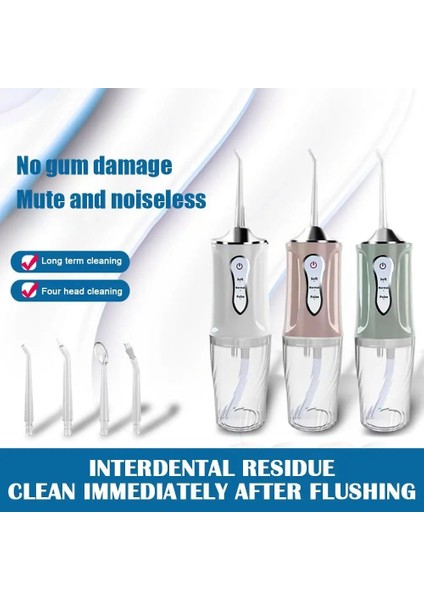 Pembe Tarzı Irrigator USB 3 Mod Temizlenebilir Pil Kumandalı Jet Akülü Gelişmiş Taşınabilir Güçlü Temizleyici Nozullar Diş Teli S3J2 (Yurt Dışından)