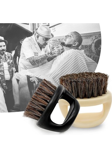 HY073 Tarzı Erkek Tıraş Fırçası Halka Tasarımı At Yelesi Kıl Plastik Saplı Bıyık Fırçası Taşınabilir Yüz Temizleme Sakal Fırçası Şekillendirici Aracı (Yurt Dışından)