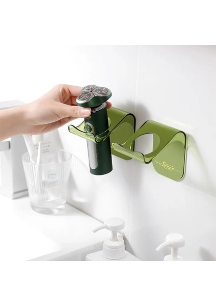 Yeşil Stil Duvara Monte Elektrikli Tıraş Makinesi Depolama Rafı Jilet Tutucu Yapışkanlı Diş Fırçası Standı Raf Ev Yatak Odası Banyo Çok Fonksiyonlu (Yurt Dışından) modelleri