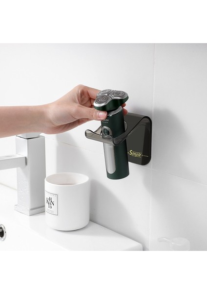 Yeşil Stil Duvara Monte Elektrikli Tıraş Makinesi Depolama Rafı Jilet Tutucu Yapışkanlı Diş Fırçası Standı Raf Ev Yatak Odası Banyo Çok Fonksiyonlu (Yurt Dışından) indirimleri