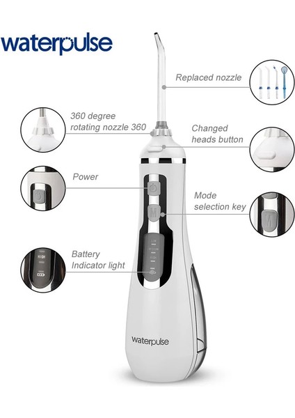 Siyah Stil Waterpulse V500 Taşınabilir Oral Irrigator Diş Flosser Akülü Diş Irrigator Jet 4 Modu Su Geçirmez Diş Temizleyici (Yurt Dışından) fiyatları