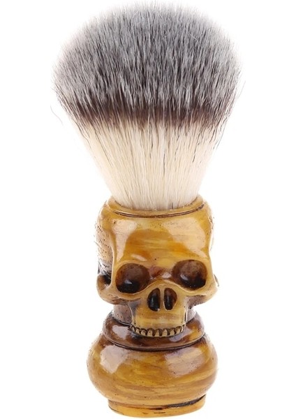 Altın Tarzı Tıraş Fırçası Porsuk Kıl Saç Kafatası El Yapımı Ahşap Saplı -Erkek Hediyesi (Yurt Dışından)