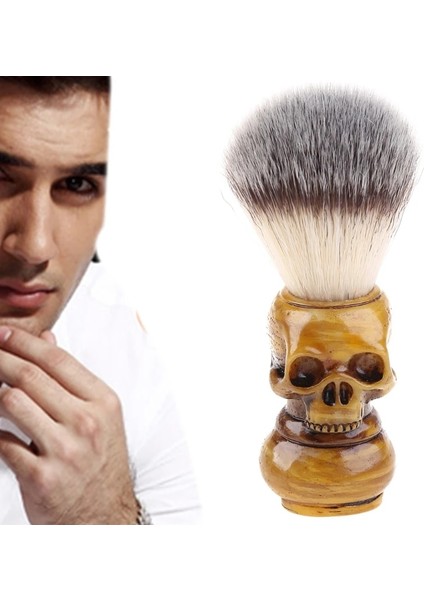 Altın Tarzı Tıraş Fırçası Porsuk Kıl Saç Kafatası El Yapımı Ahşap Saplı -Erkek Hediyesi (Yurt Dışından) modelleri