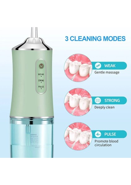 Yeşil Stil 200 ml Taşınabilir Oral Irrigator USB Şarj Edilebilir 3 Modlu Su Ipi Diş Diş Duşu Jet Irrigator Diş Diş Temizleyici Ev (Yurt Dışından)