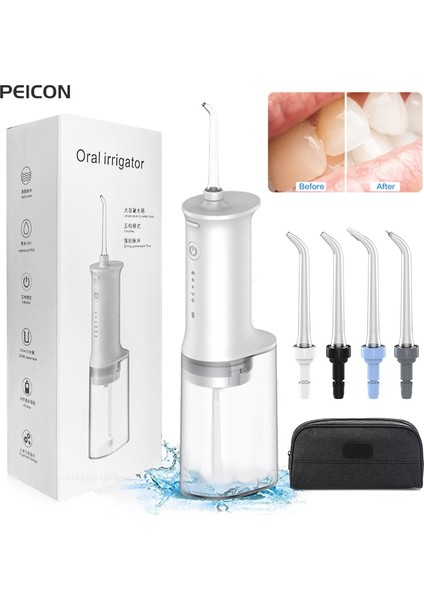 Beyaz Stil Diş Oral Irrigator Diş Duşu Taşınabilir Su Ipliği Dişler Için F305 Şarj Edilebilir Diş Ipi Su Jeti Seyahat Çantası ile (Yurt Dışından)