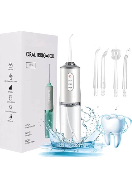 Beyaz Stil Oral Irrigator Taşınabilir Diş Su Flosser USB Şarj Edilebilir Su Jeti Ipi Kürdan 4 Jet Tml 3 Mod Ipxrpm (Yurt Dışından)