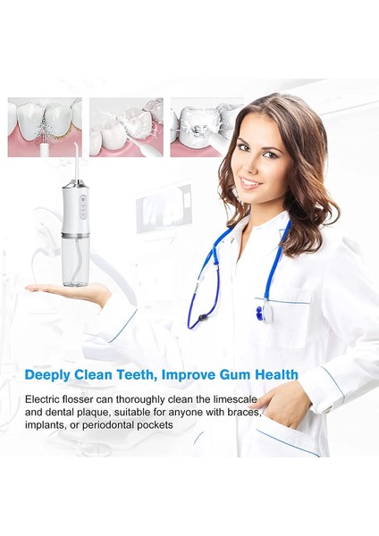 Beyaz Stil Oral Irrigator Taşınabilir Diş Su Flosser USB Şarj Edilebilir Su Jeti Ipi Kürdan 4 Jet Tml 3 Mod Ipxrpm (Yurt Dışından)