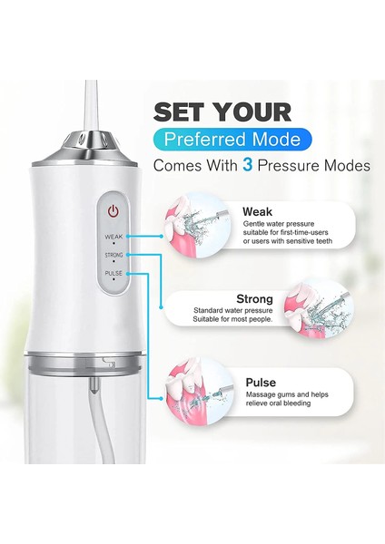 Beyaz Stil Oral Irrigator Taşınabilir Diş Su Flosser USB Şarj Edilebilir Su Jeti Ipi Kürdan 4 Jet Tml 3 Mod Ipxrpm (Yurt Dışından)