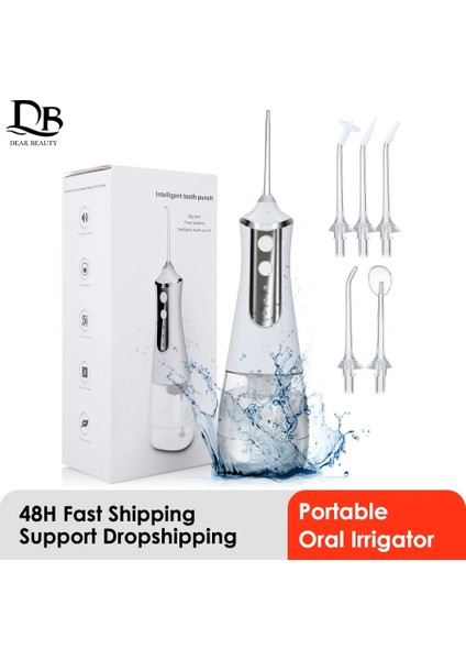 Beyaz Stil 3 Modlu Oral Irrigator USB Şarj Edilebilir Diş Duşu Taşınabilir Diş Diş Duşu Jet 350ML Taşınabilir Diş Diş Temizleyici (Yurt Dışından)