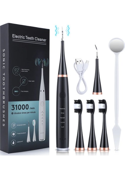TYPE7SIYAH Tarzı Taşınabilir Elektrikli Sonic Diş Ölçekleyici Ev Diş Taşı Sökücü LED Ekran USB Şarj Edilebilir Diş Beyazlatma Kiti (Yurt Dışından)