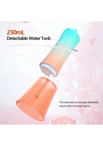Beyaz Stil Akülü Su Diş Ipi Oral Irrigator Diş Diş Temizleyici Degrade Renk Su Kürdan Diş Jet Parantez Temizleme 230 ml (Yurt Dışından)