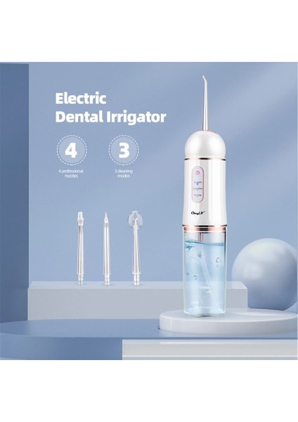 KQ154G Tarzı Ckeyin Elektrikli Diş Irrigator Şarj Edilebilir Diş Duşu Oral Irrigator 3 Temizleme Modu ile 4 Nozul Diş Su Jeti (Yurt Dışından)