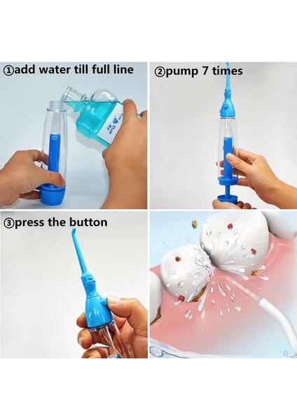 Taşınabilir Oral Irrigator Temizleyici Ağız Yıkama Diş Güçlü Sulama Manuel Su Toplama Jet Diş Pensesinde Çamaşır Makinesi 75 ml (Yurt Dışından)