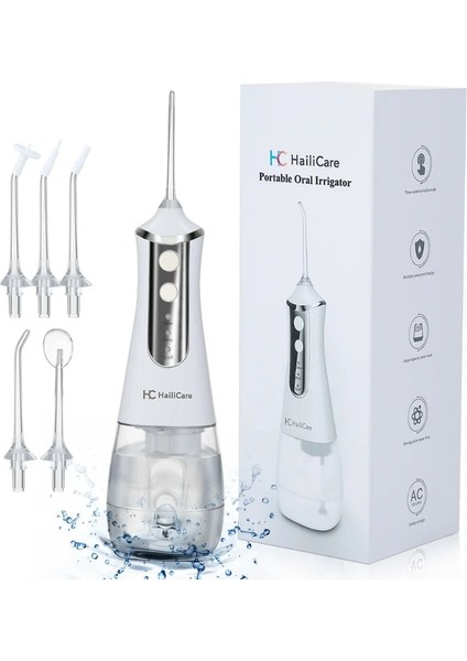 Beyaz Stil Oral Irrigator Diş Su Geçirmez Diş Temizleyici USB Şarj Edilebilir Diş Duşu Taşınabilir 300 ml Waterpulse Elektrikli Diş Yıkama (Yurt Dışından)