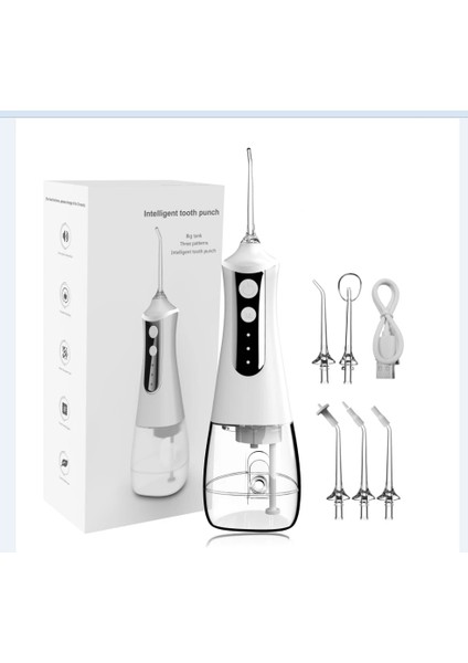 Beyaz Stil Taşınabilir Oral Irrigator Diş Duşu Diş Su Jeti Araçları Pick Temizleme Diş 300ML 5 Nozullar Ağız Yıkama Makinesi Ipi (Yurt Dışından)