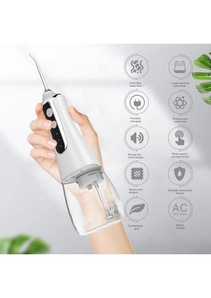 Beyaz Stil Taşınabilir Oral Irrigator Diş Duşu Diş Su Jeti Araçları Pick Temizleme Diş 300ML 5 Nozullar Ağız Yıkama Makinesi Ipi (Yurt Dışından)