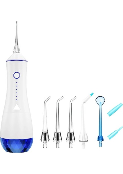Mavi Stil Oral Irrigator USB Şarj Edilebilir Diş Duşu Taşınabilir Diş Su Jeti 320ML Diş Temizleyici Diş Beyazlatma Makinesi Seyahat Hediyesi (Yurt Dışından)