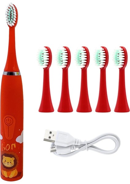 Kırmızı Stil Ultrasonik Elektrikli Diş Taşı Sökücü + Çocuklar Elektrikli Diş Fırçası Seti USB Beyazlatma Ölçekleyici Diş Tartar Sökücü Ağız Bakımı (Yurt Dışından)