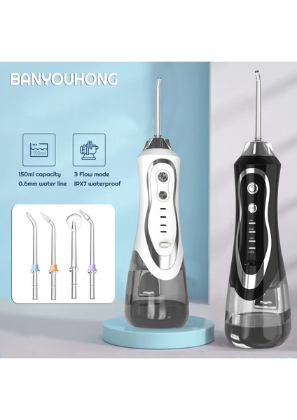 Siyah Stil Taşınabilir Oral Irrigators Diş Su Flosser Su Jeti Ipi Kürdan 4 Ağız Yıkama Makinesi Diş Beyazlatma Için 3 Mod (Yurt Dışından)