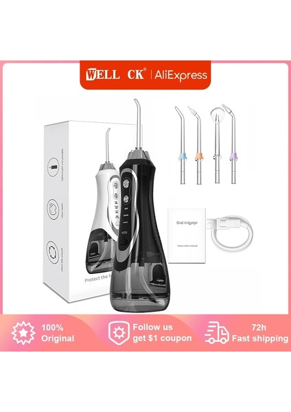 Siyah Stil Taşınabilir Oral Irrigators Diş Su Flosser Su Jeti Ipi Kürdan 4 Ağız Yıkama Makinesi Diş Beyazlatma Için 3 Mod (Yurt Dışından)
