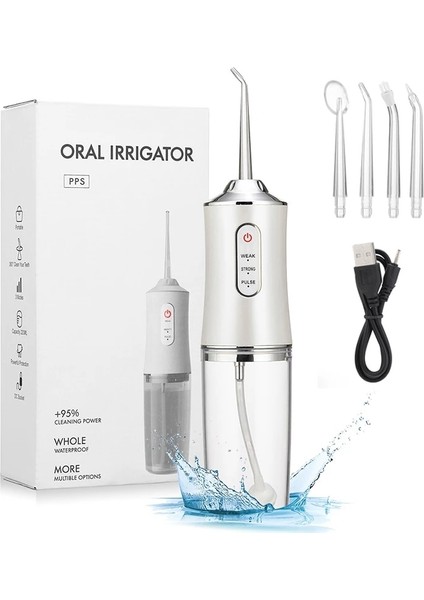 Beyaz Stil Oral Sulama Jetleri 3 Mod USB Şarj Edilebilir Diş Duşu Taşınabilir Diş Su Jeti Su Geçirmez Irrigator Diş Diş Temizleyici (Yurt Dışından)