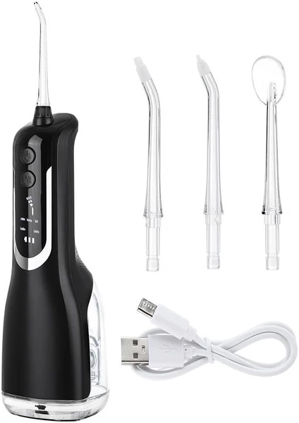 Siyah Stil Elektrikli Oral Irrigator Diş 5 Vitesli Ayarlanabilir Su Püskürtücü Diş Beyazlatma Temizleme Için Su Toplama Gargara USB Şarj Edilebilir (Yurt Dışından)