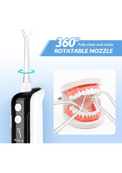 Siyah Stil Elektrikli Oral Irrigator Diş 5 Vitesli Ayarlanabilir Su Püskürtücü Diş Beyazlatma Temizleme Için Su Toplama Gargara USB Şarj Edilebilir (Yurt Dışından) indirimleri