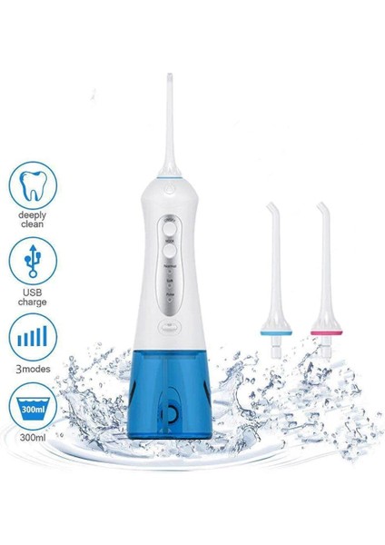 Taşınabilir Oral Irrigator Akülü 3 Mod Şarj Edilebilir Elektrikli Oral Irrigator Diş Diş Duşu Su Geçirmez Diş Temizleyici (Yurt Dışından)
