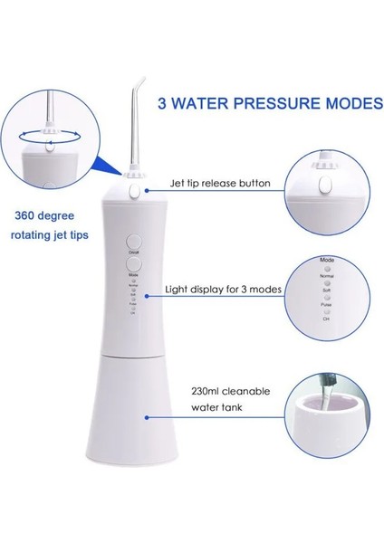 Pembe Tarzı Oral Irrigator Elektrikli Diş Temizleyici Diş Su Ipi Dönen Meme Darbe Jet Su Deposu Derin Temizlik Masajı 230 ml (Yurt Dışından) modelleri