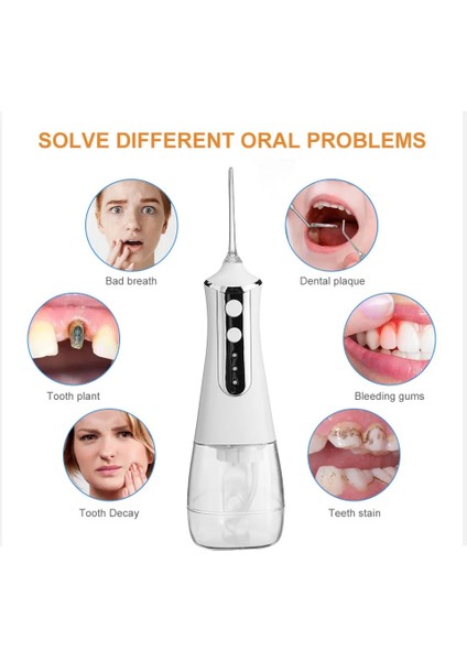 Beyaz Stil Drıyau Taşınabilir Oral Irrigator Diş Duşu Diş Jet Araçları Seçim Temizleme Diş 350 ml 5 Nozullar Ağız Yıkama Makinesi Ipi (Yurt Dışından)
