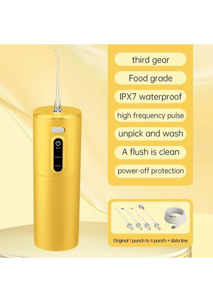 Sarı Stil Temizleyici Oral Irrigator Diş Taş Nabız Kaldırma Su Ipi 3 Modu 4 Nozullu Jet Ipuçları Ev Elektrikli Diş Taşınabilir (Yurt Dışından)