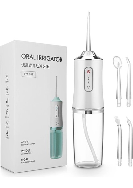 Beyaz Stil 220ML Irrigator Diş Diş Duşu Diş Temizleyici Su Toplama Diş Beyazlatma Su Geçirmez Şarj Edilebilir Akülü Ağız Diş Bakımı (Yurt Dışından)