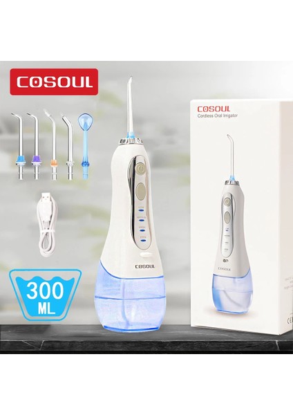 OR01 Stili Cosoul Oral Irrigator Diş Diş Duşu 300 ml Büyük Kapasiteli Akülü Taşınabilir Diş Temizleyici Profesyonel Su Jeti Ev Kullanımı (Yurt Dışından)