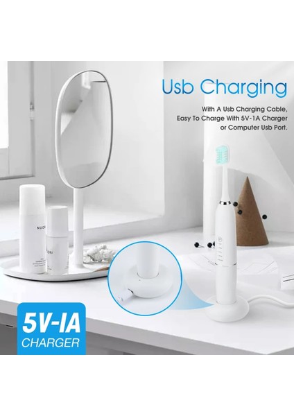 Beyaz Stil Sonic Irrigator Diş Taşı Sökücü Elektrikli Diş Temizleyici USB Leke Tartar Ölçekleyici Temizleme Cihazı Diş Beyazlatma Ağız Bakımı (Yurt Dışından)