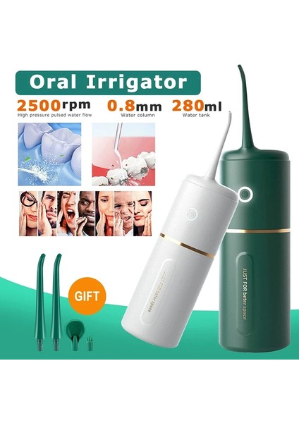 Yeşil Stil Oral Su Jeti Taşınabilir Diş Temizleyici Irrigator Diş Duşu Diş Beyazlatıcı Diş Temizleme Diş USB Şarj Edilebilir 3 Modu (Yurt Dışından) fiyatları