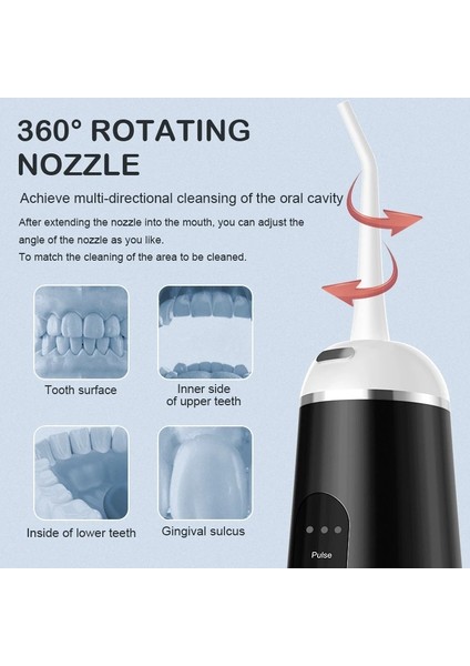 Siyah Stil 4 Mod Oral Irrigator Diş Su Jeti Pensesinde USB Şarj Edilebilir Taşınabilir Su Ipliği Diş Beyazlatma Için 350ML Diş Ipi (Yurt Dışından) indirimleri