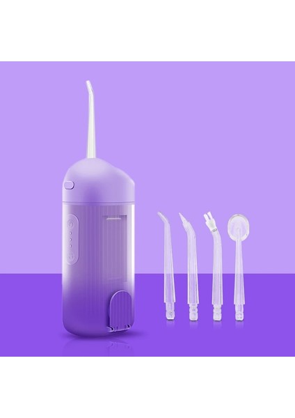 Mor Tarzı Taşınabilir Oral Irrigator Şarj Edilebilir Diş Duşu Akülü Diş Temizleyici 240 ml Su Ipliği Dişler Için Su Geçirmez 4 Jet ile (Yurt Dışından)