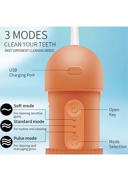 Mor Tarzı Taşınabilir Oral Irrigator Şarj Edilebilir Diş Duşu Akülü Diş Temizleyici 240 ml Su Ipliği Dişler Için Su Geçirmez 4 Jet ile (Yurt Dışından)