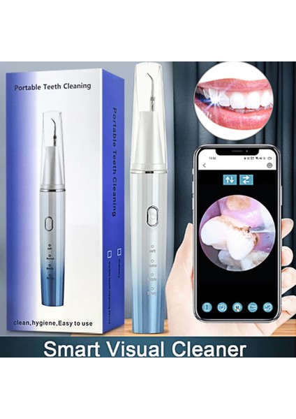 APP01-MAVI Stil Görsel Ultrasonik Diş Ölçekleyici Diş Tartar Leke Diş Taşı Sökücü Elektrikli Sonic Plak Temizleyici Diş Taş Kaldırma (Yurt Dışından)