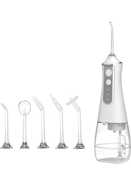 Beyaz Stil Taşınabilir Oral Irrigator USB Şarj Edilebilir Su Ipi Diş Irrigator Pensesinde Ipx6 Su Geçirmez Diş Temizleyici + 5 Meme (Yurt Dışından)