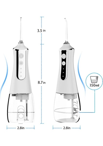 Beyaz Stil Taşınabilir Oral Irrigator USB Şarj Edilebilir Su Ipi Diş Irrigator Pensesinde Ipx6 Su Geçirmez Diş Temizleyici + 5 Meme (Yurt Dışından)