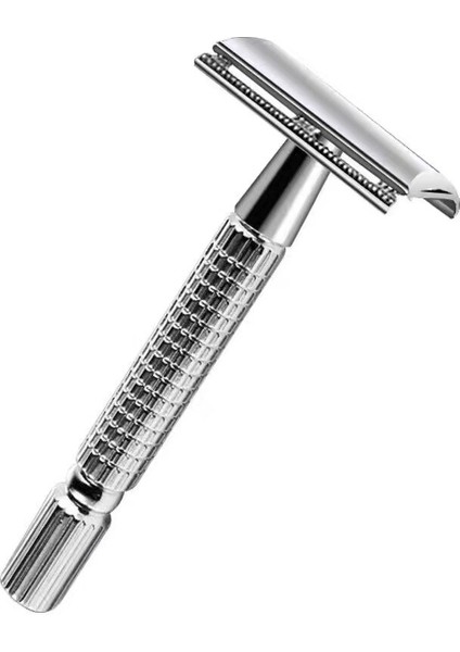Gümüş Tarzı Manuel Tıraş Makinesi Erkekler Için El Jilet Tutucu Metal Tıraş Makinesi Kutusu Bıçaklı Çift Katmanlı Bıçak Hiçbir Cilt Hasarı Kapalı Kesici Kafa (Yurt Dışından)