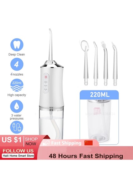 Yeşil Stil Oral Irrigator Diş Su Jeti Diş Beyazlatma Temizleyici Su Flosser Dişler Için Taşınabilir Irrigator Dişler Için Su Ipliği 4 Ipuçları (Yurt Dışından)