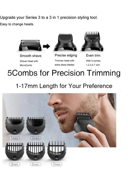 Siyah Stil Braun Vücut Bakım Seti Aparatı Için Seri 3 Elektrikli Tıraş Makinesi Için Elektrikli Tıraş Makineleriyle Uyumlu B (Yurt Dışından)