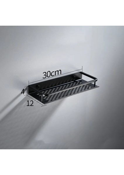 30CM Tarzı Banyo Rafı Siyah Alüminyum Duvara Monte Kare Şampuanlık Kozmetik Rafları Mutfak Ağları Raf Depolama Raf Organizatör Raf (Yurt Dışından)