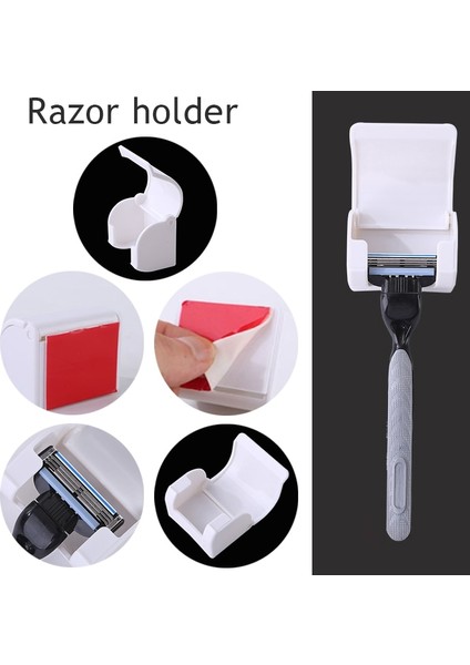 Beyaz Stil Toz Geçirmez Tıraş Plastik Jilet Tutucu Kutusu Vantuz Erkek Tıraş Makinesi Depolama Raf Duvara Monte Banyo Seti Jilet Kapağı Tıraş Makinesi Rafı (Yurt Dışından) modelleri