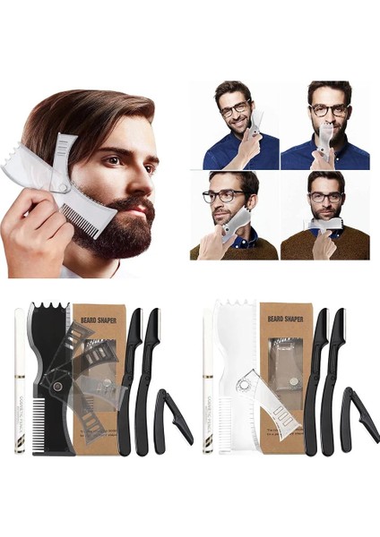 Mavi Stil Sakal Şekillendirme Şablon Seti Ayarlanabilir Yüz Saç Şablonu Pratik Erkek Tıraş Aracı Setleri Kaymaz Erkek Sakal Düzeltici (Yurt Dışından) fiyatları